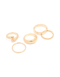 Gold Textured Twist Mixed Rings 5-Pack - link has visual effect only