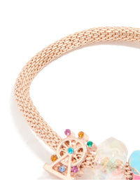 Kids Rose Gold Diamante Unicorn & Pink Bead Charm Bracelet - link has visual effect only