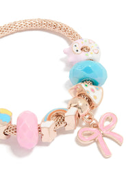 Kids Rose Gold Diamante & Bow Charm Bracelet - link has visual effect only