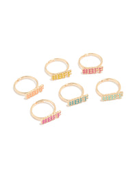 Kids Gold Drip Effect Best Friends Rings 6-Pack - link has visual effect only