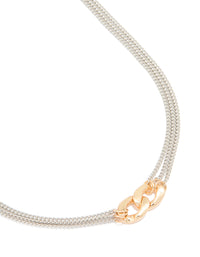 Mixed Metal Layered Chain Pendant Necklace - link has visual effect only