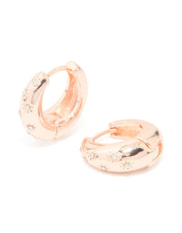 Rose Gold Diamante Teardrop Clicker Huggie Earrings - link has visual effect only