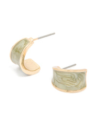 Sage Curved Shiny Hoop Earrings - link has visual effect only