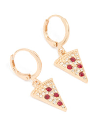 Gold Diamante Pizza Huggie Earrings - link has visual effect only