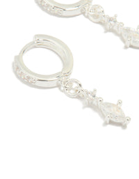 Silver Plated Cubic Zirconia Marquise Drop Huggie Earrings - link has visual effect only