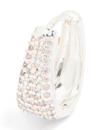 Silver Plated Cubic Zirconia Pave Classic Hoop Earrings - link has visual effect only