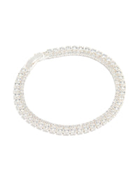 Silver Plated Cubic Zirconia Double Row Tennis Bracelet - link has visual effect only