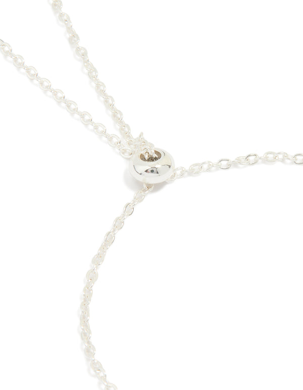 Silver Plated Cubic Zirconia Flower Trio Toggle Bracelet