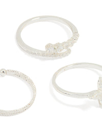 Silver Plated Cubic Zirconia Leafy Mixed Rings 5-Pack - link has visual effect only