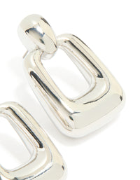 Silver Chunky Rectangle Drop Earrings - link has visual effect only