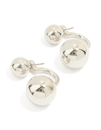 Silver Double Ball Jacket Earrings - link has visual effect only
