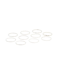Silver Rope & Textured Bangles 10-Pack - link has visual effect only