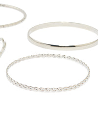 Silver Rope & Textured Bangles 10-Pack - link has visual effect only