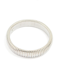 Silver Ribbed Tube Stretch Bracelet - link has visual effect only