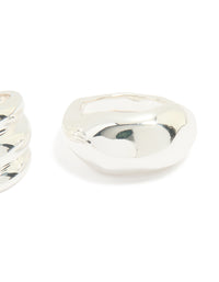 Silver Smooth Organic Chunky Rings 3-Pack - link has visual effect only