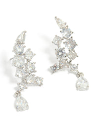 Silver Cubic Zirconia Drop Earrings - link has visual effect only