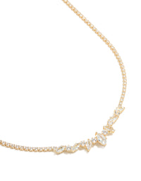 Silver Cubic Zirconia Pear Shaped Pendants Necklace - link has visual effect only