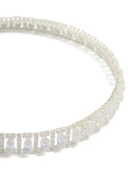 Silver Cubic Zirconia Choker Necklace - link has visual effect only