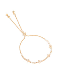 Gold Cubic Zirconia Flower Toggle Bracelet - link has visual effect only