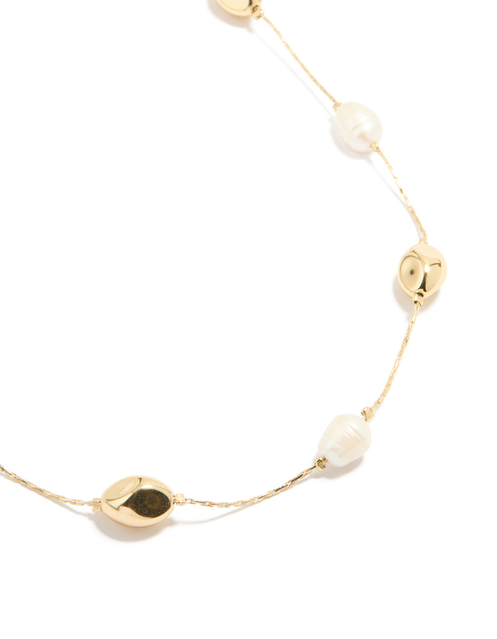 Gold Plated Freshwater Pearl Molten Station Adjustable Necklace