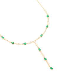 Gold Plated Emerald Cubic Zirconia Y-Necklace - link has visual effect only