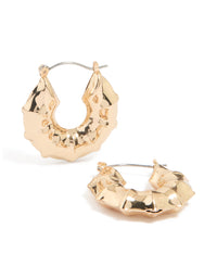 Gold Mini Bamboo Hoop Earrings - link has visual effect only