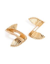 Gold Swirl Fan Ribbed Earrings - link has visual effect only