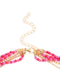 Gold Pink Beaded Layered Necklace - link has visual effect only