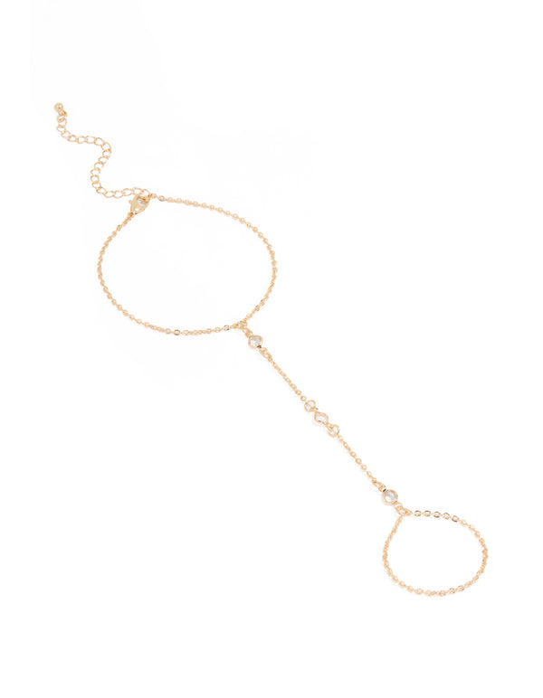 Gold Diamante Triangular Hand Chain