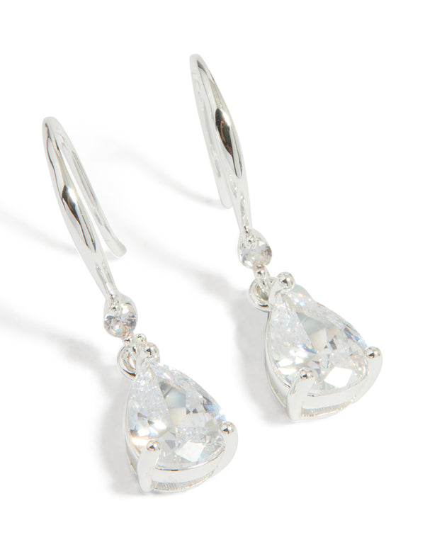 Silver Plated Cubic Zirconia Teardrop Earrings