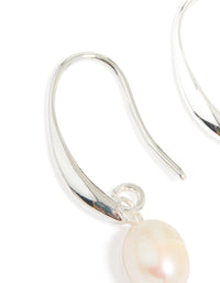 Silver Plated Freshwater Pearl Medium Hook Drop Earrings - link has visual effect only