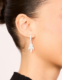 Silver Plated Cubic Zirconia Flower Vine Hook Earrings - link has visual effect only