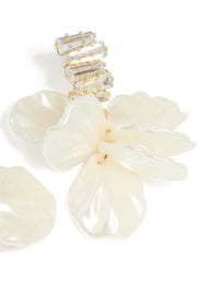 Gold Plated Zigzag Stone Petal Earrings - link has visual effect only