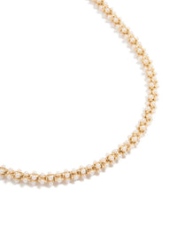 Gold Plated Pearl Station Necklace - link has visual effect only