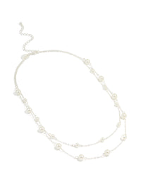 Silver Plated Pearl Layered Necklace - link has visual effect only