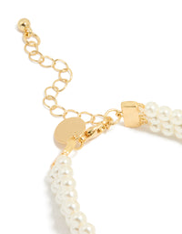 Gold Plated Pearl Triple Layered Bracelet - link has visual effect only