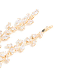 Gold Plated Cubic Zirconia Vine & Leaf Hair Clips 2-Pack - link has visual effect only