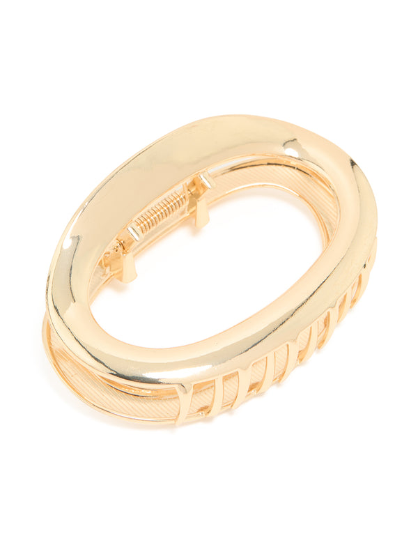 Gold Molten Oval Hair Claw Clip