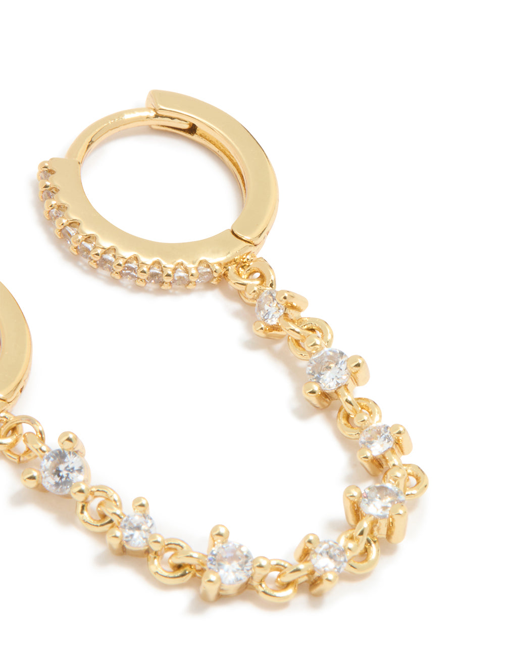 Gold Plated Cubic Zirconia Chain & Stud Earrings 2-Pack