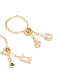 Gold Plated Cubic Zirconia Adjustable Chain Rings 2-Pack - link has visual effect only