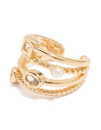 Gold Diamante & Pearl Layered Ear Cuff - link has visual effect only