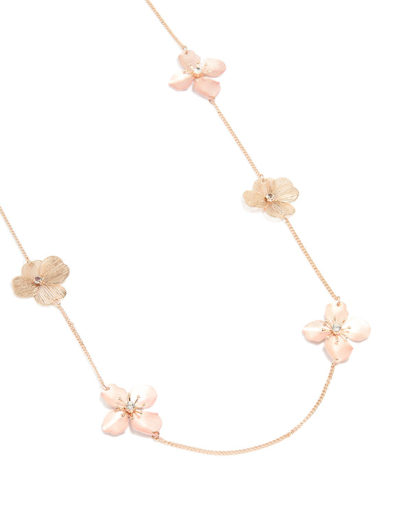 Rose Gold Laser Cut Flower Necklace