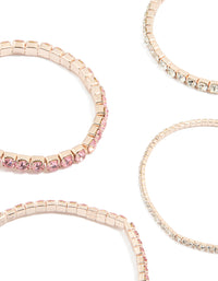 Rose Gold Pink & Clear Diamante Cup Chain Stretch Bracelets 5-Pack - link has visual effect only