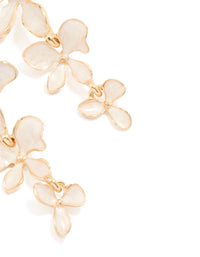 Gold Enamel Trio Flower Drop Earrings - link has visual effect only