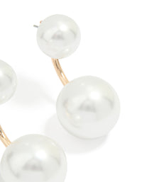 Gold Pearl Ear Jacket Earrings - link has visual effect only