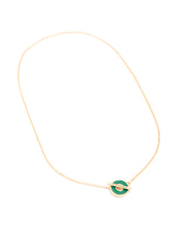 Gold Green Circle Pendant T & O Necklace - link has visual effect only