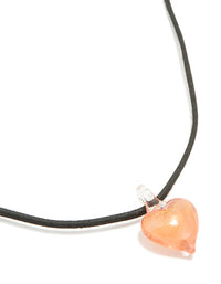 Gold Orange Glass Mini Heart Necklace - link has visual effect only