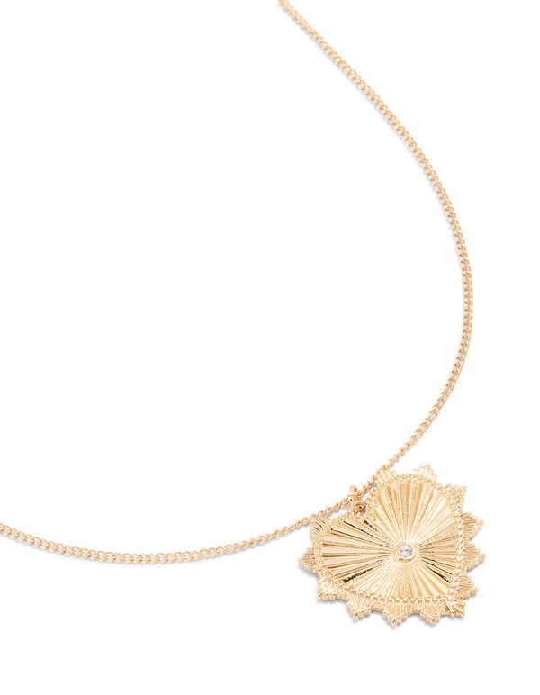 Gold Textured Heart Necklace