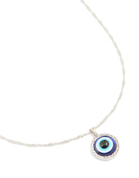 Silver Turkish Evil Eye Pendant Necklace - link has visual effect only