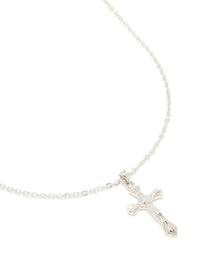 Silver Molten Cross Pendant Necklace - link has visual effect only